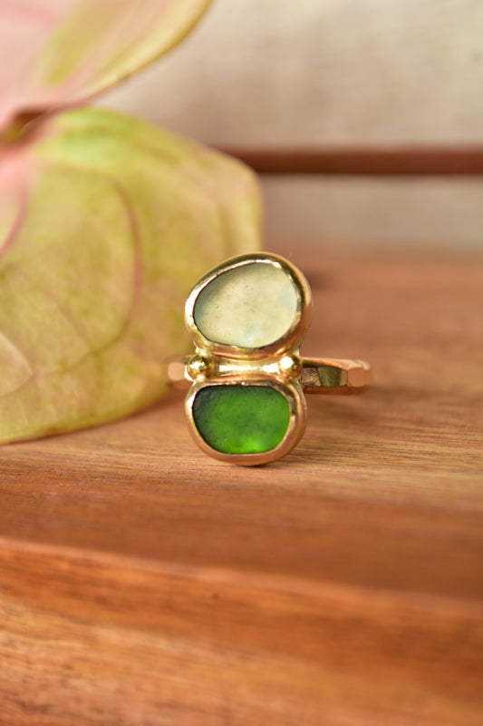 Double Seaglass ring