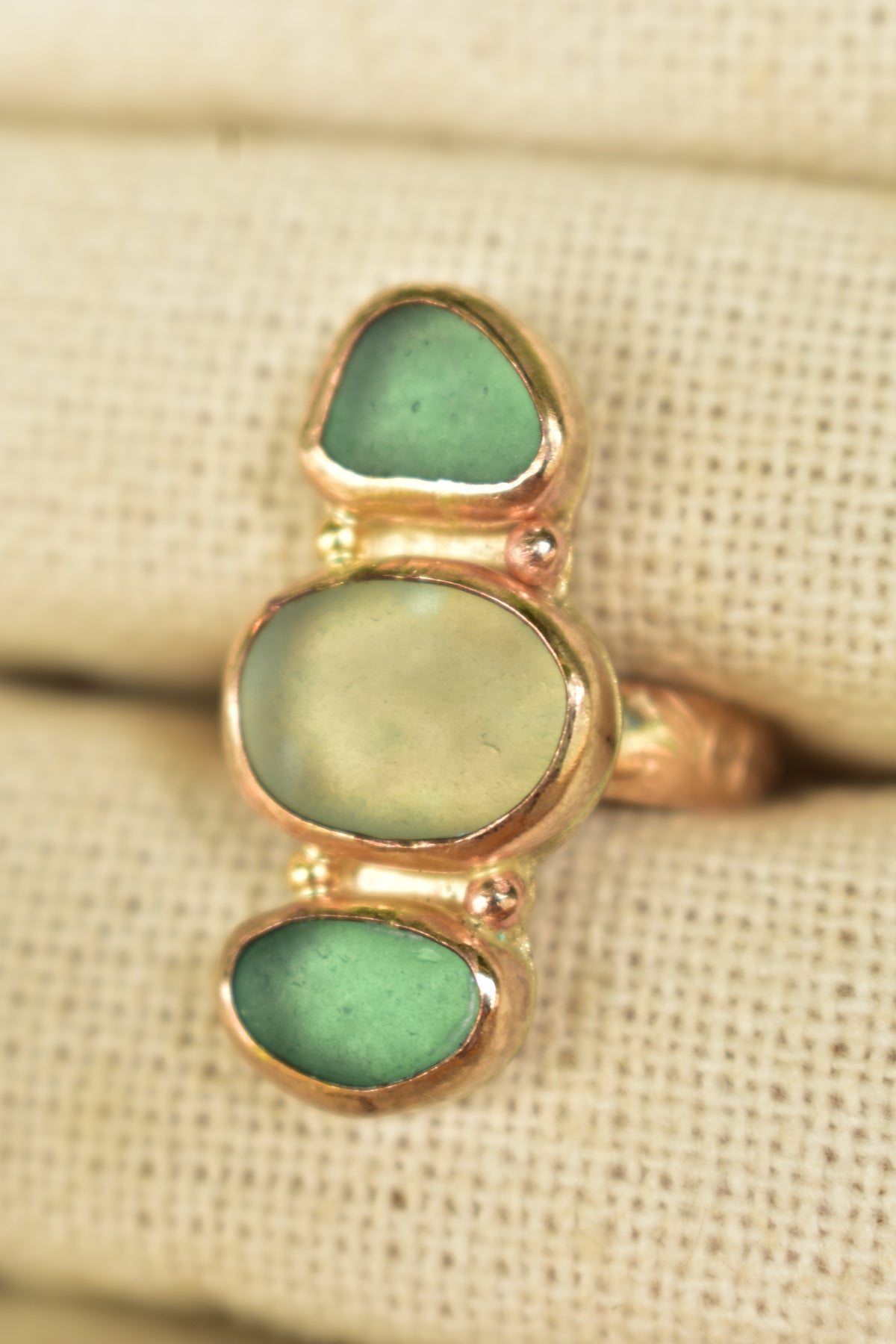 Triple Seaglass heirloom ring