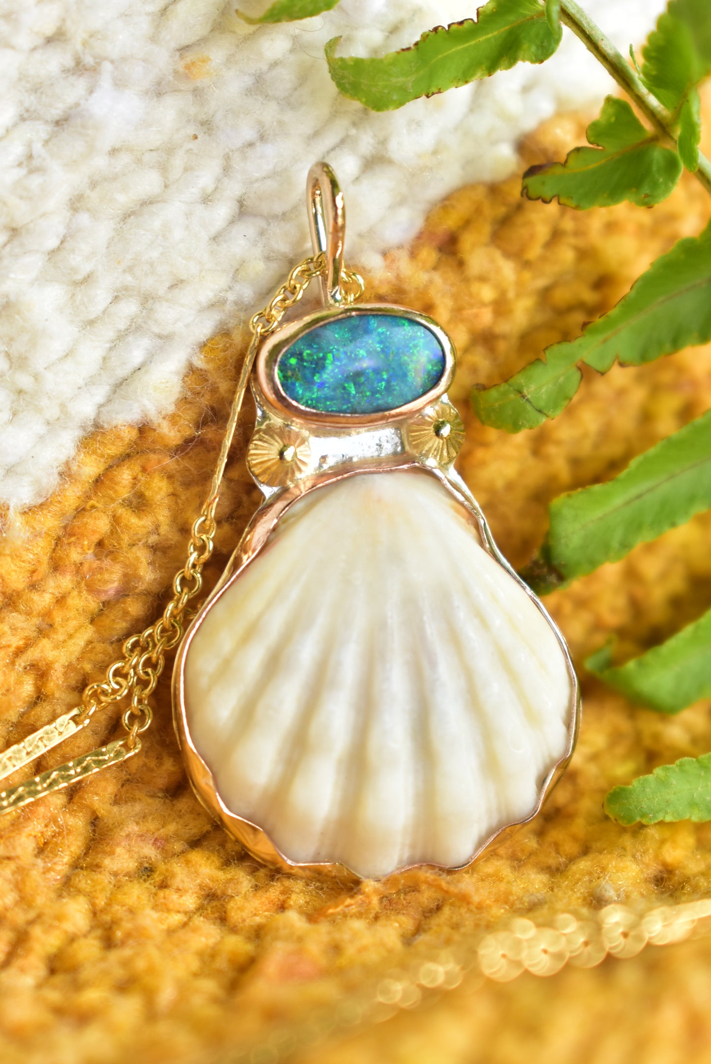Albino sunrise opal pendant