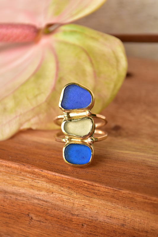 Triple Seaglass ring