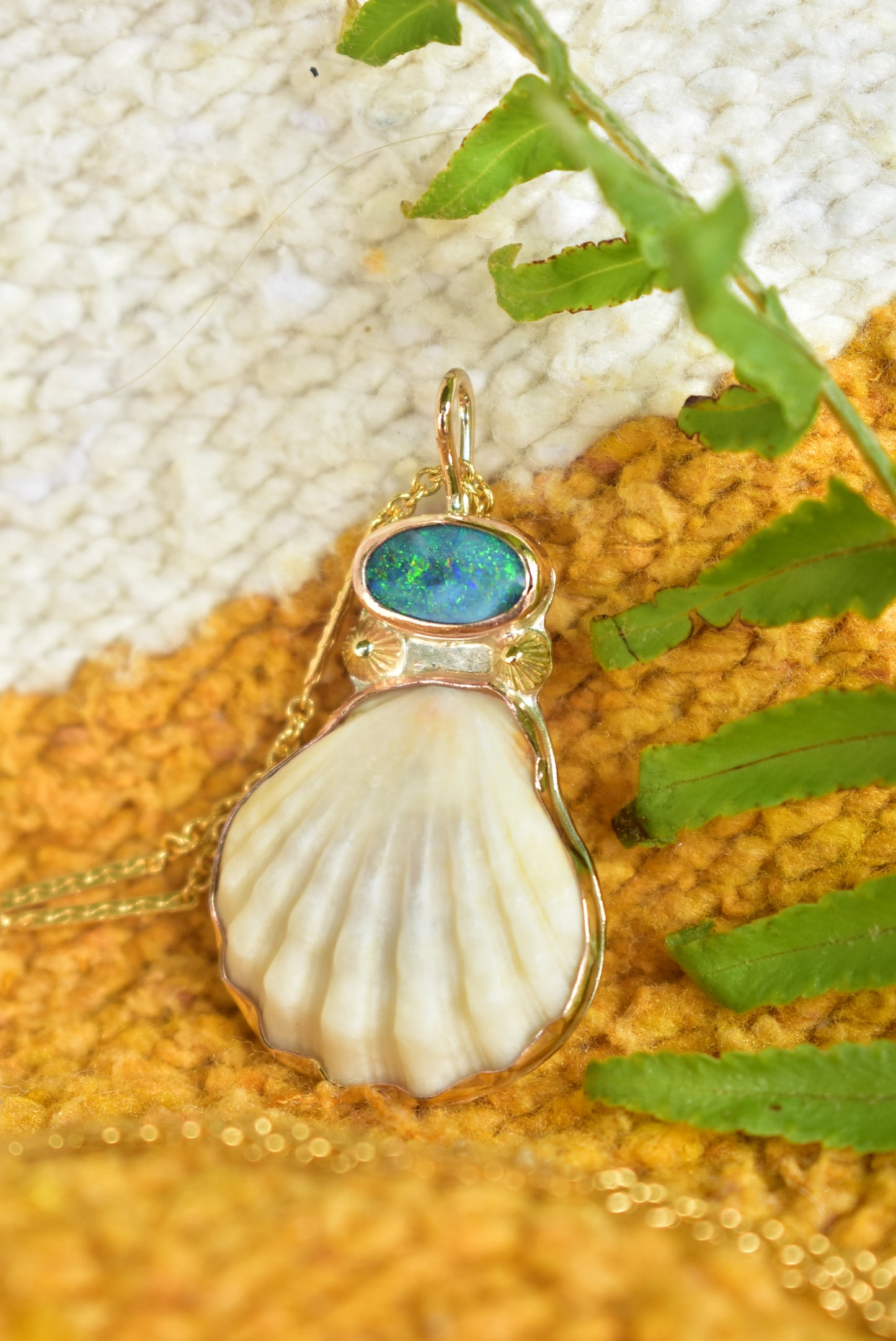 Albino sunrise opal pendant