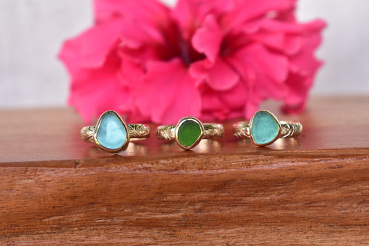 Seaglass heirloom rings